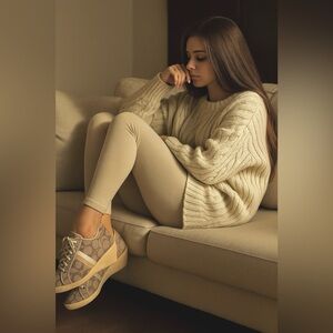 Coach Canvas Logo Wedge Sneakers Shoes 7.5